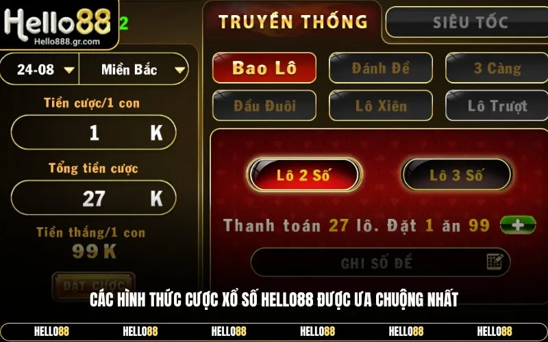 Các hình thức cược xổ số Hello88 được ưa chuộng nhất